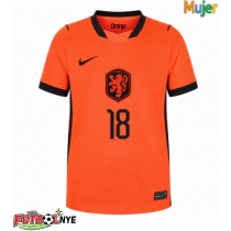 Camiseta Países Bajos Donyell Malen #18 Primera Equipación para mujer Mundial 2026 manga corta
